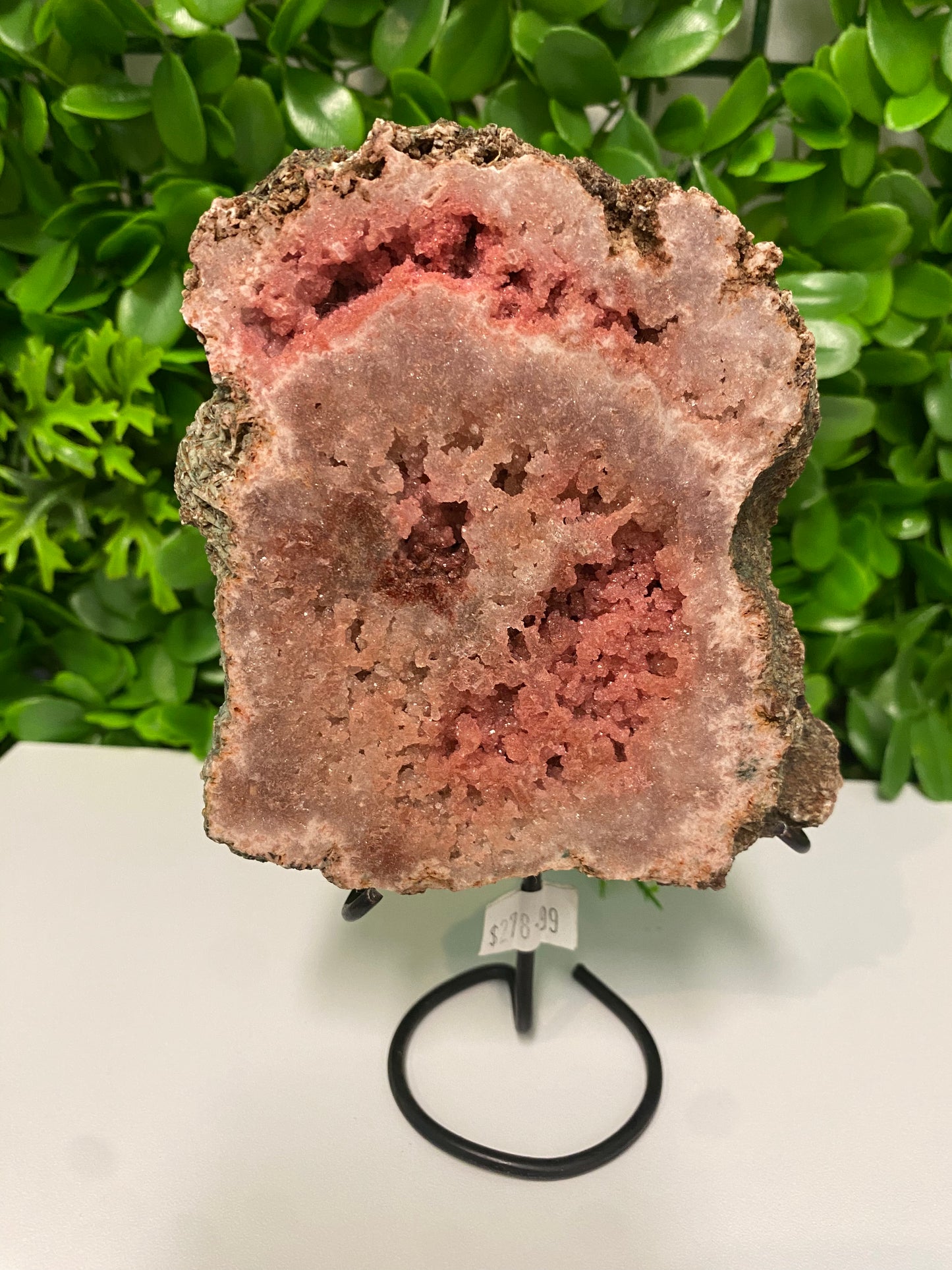 Pink Amethyst Slice on Stand