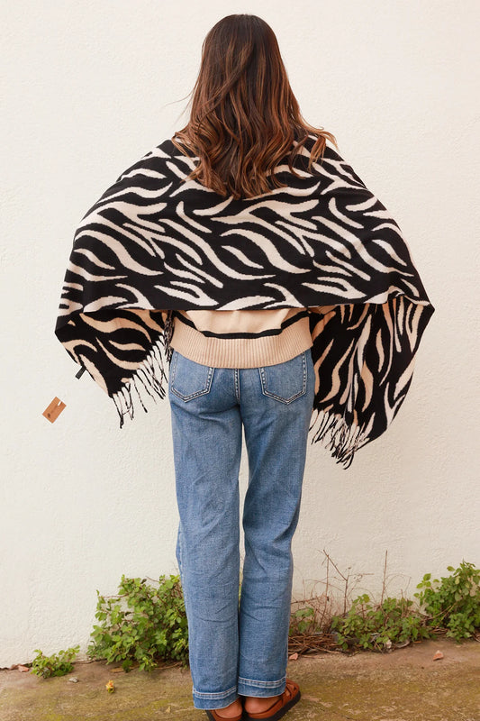 Wrap Scarf Zebra Print Bone