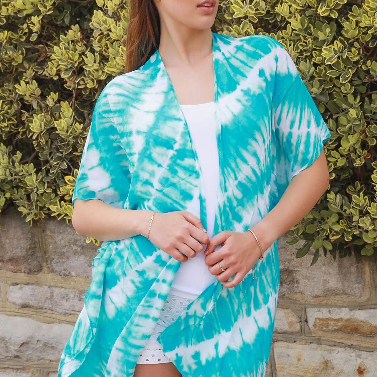 Wrap Top - Aqua Tie Dye