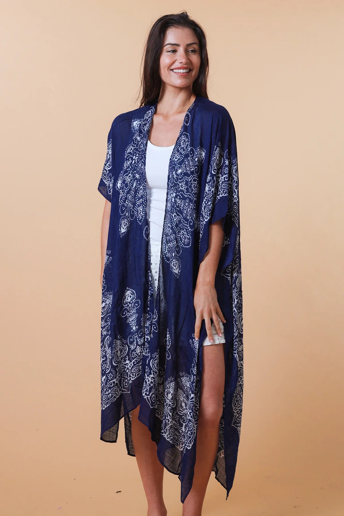 Navy Tie Dye Mandala Wrap