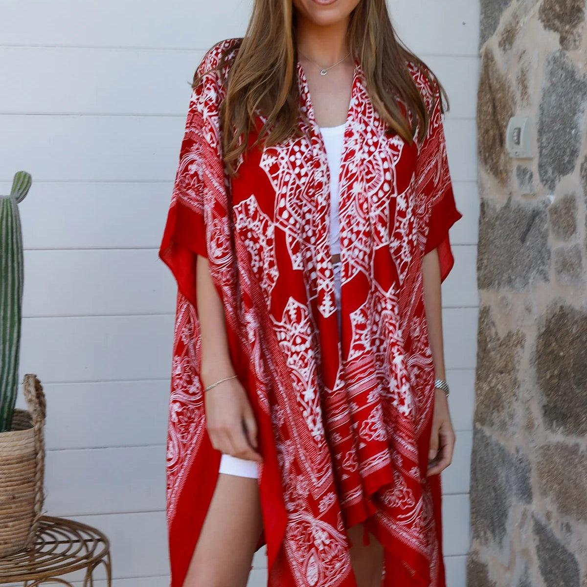 Wrap Top - Red Mandala