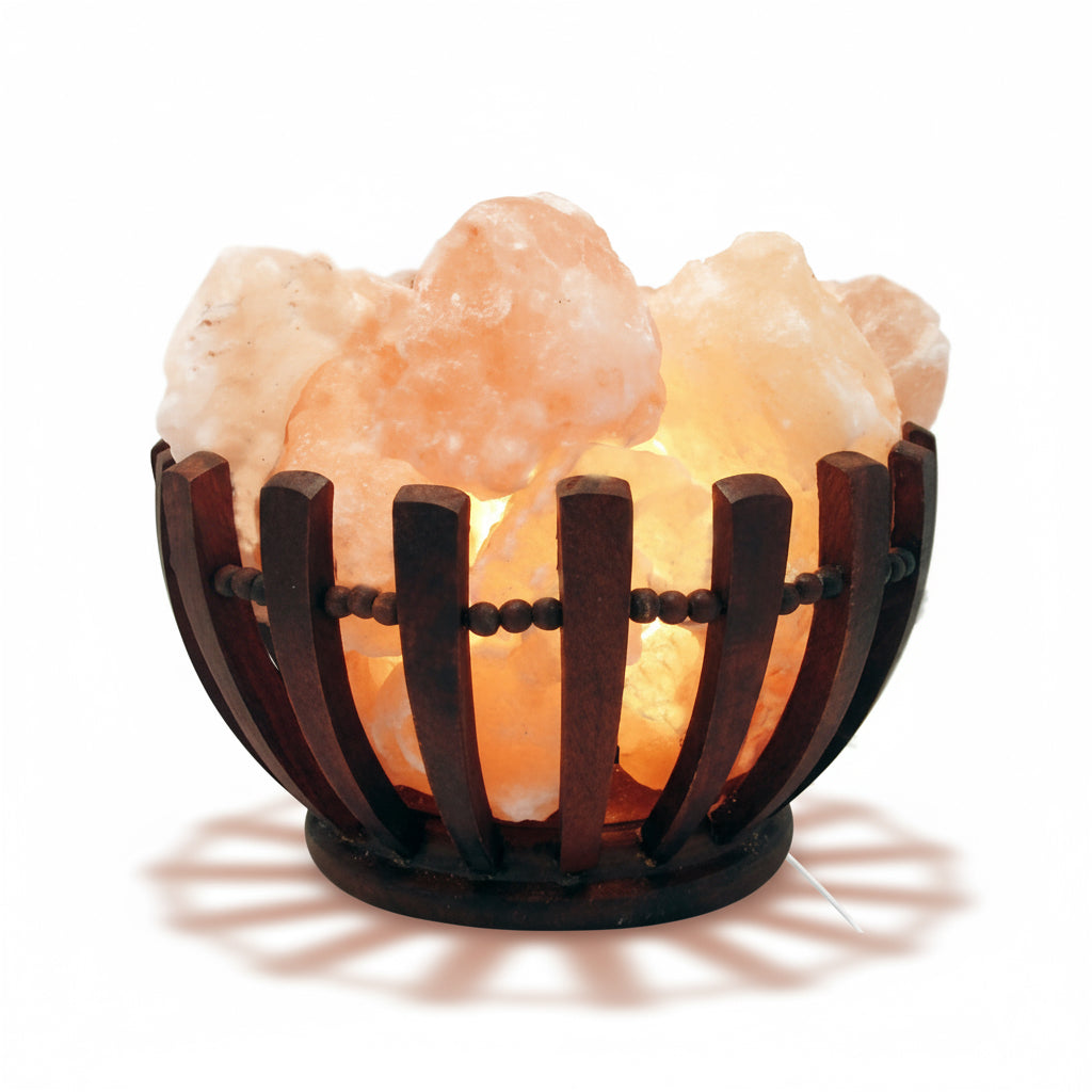 Wood Clawed Fire Bowl Himalayan Salt Lamp