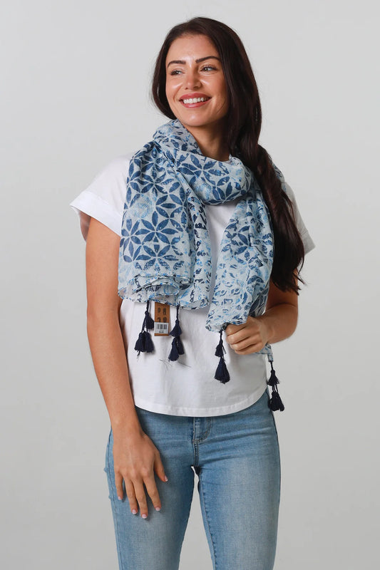 Scarf - Seasonal Bohemian - Flower of Life Blue
