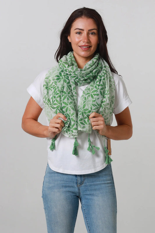 Scarf - Seasonal Bohemian - Flower of Life Green