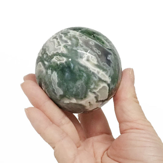 Moss Agate Crystal Sphere 6cm