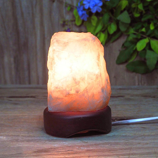 Rose Quartz Lamp Wood Base