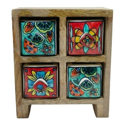 Boho 4 Drawer Wood Chest