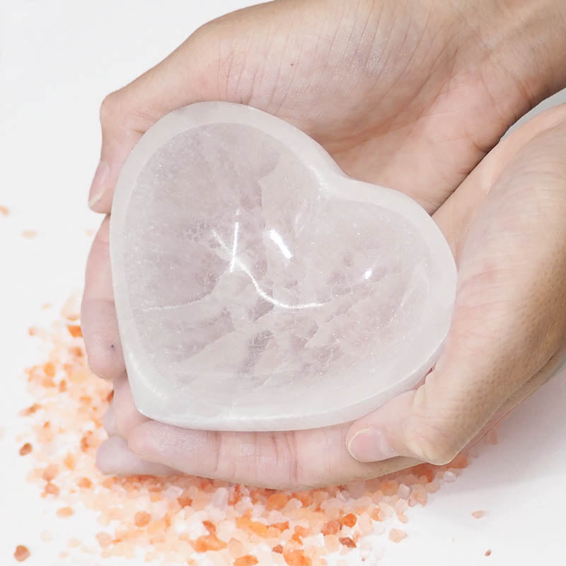 Selenite Heart Bowls - 9cm
