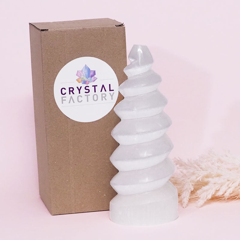 Selenite Spiral Lamp 20cm