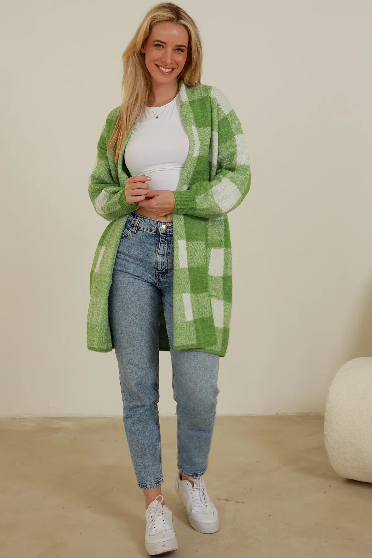 Jade Check Knitwear Cardigan