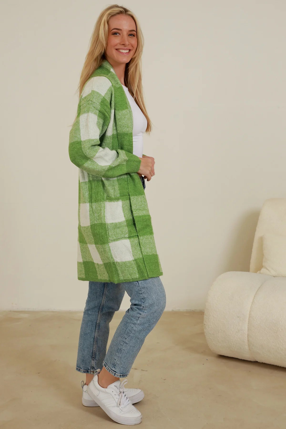 Jade Check Knitwear Cardigan