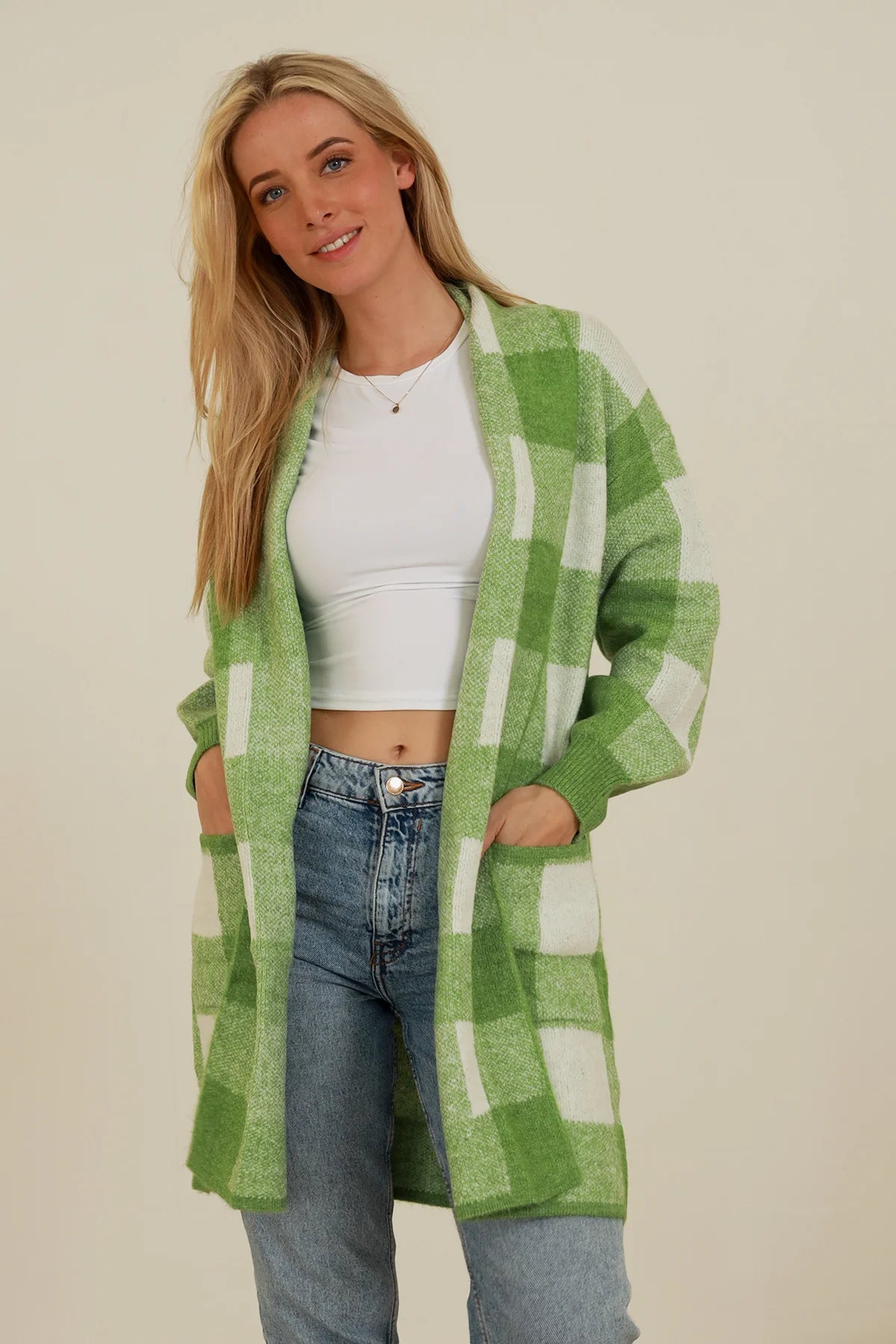 Jade Check Knitwear Cardigan