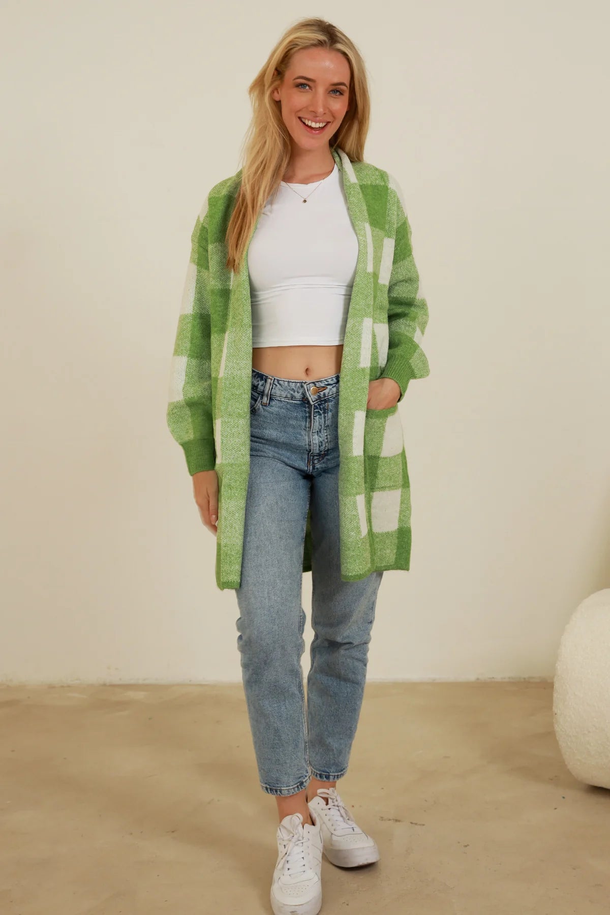Jade Check Knitwear Cardigan