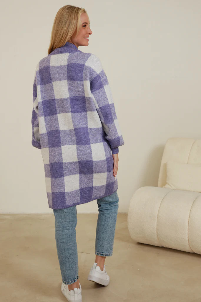 Amethyst Check Knitwear Cardigan