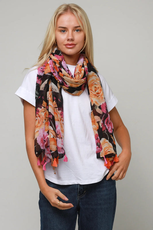 Scarf - Seasonal Bohemian - Black Flower