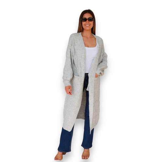 Divine Comfort Supersoft Cardi Long Knit Grey