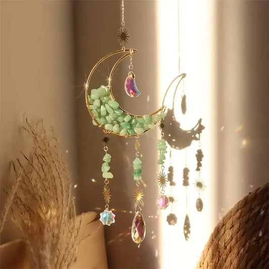 Green Aventurine Half Moon Prism Suncatcher