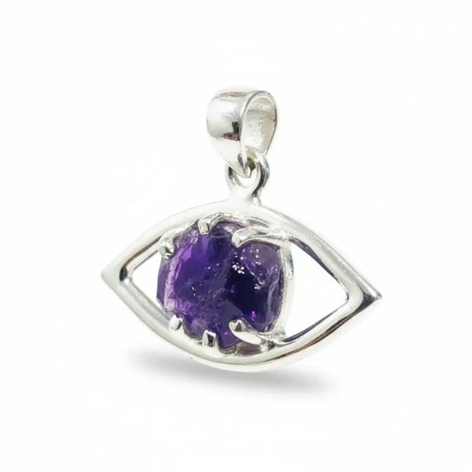 Amethyst All Seeing Eye Claw set in Sliver Pendant