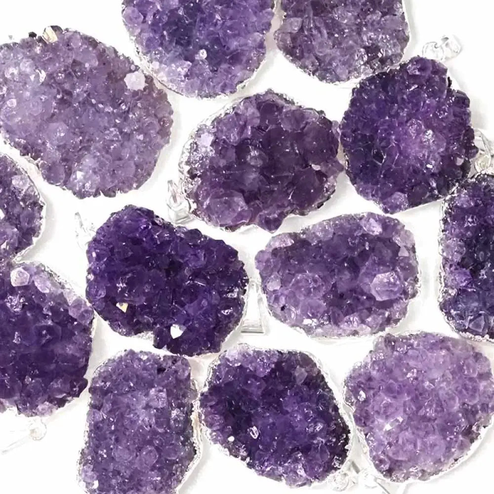 Amethyst Druze Geode Cluster Pendant Pendant