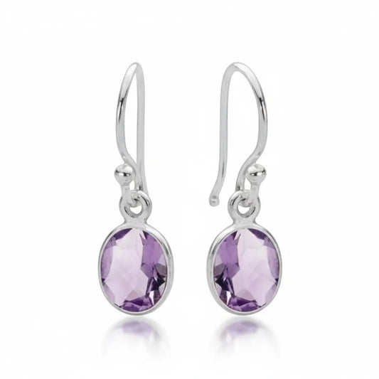 Amethyst Faceted Earring in Silver Earrings