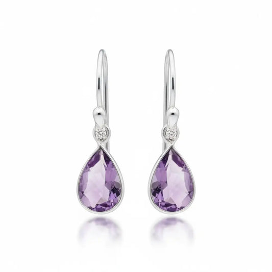 Amethyst Faceted Earring in Silver Earrings