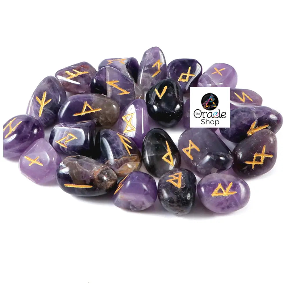 Amethyst Runes with Instructions and Pouch Runes