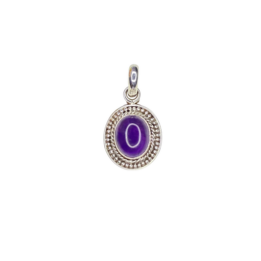 Amethyst Oval Filagree Silver Pendant