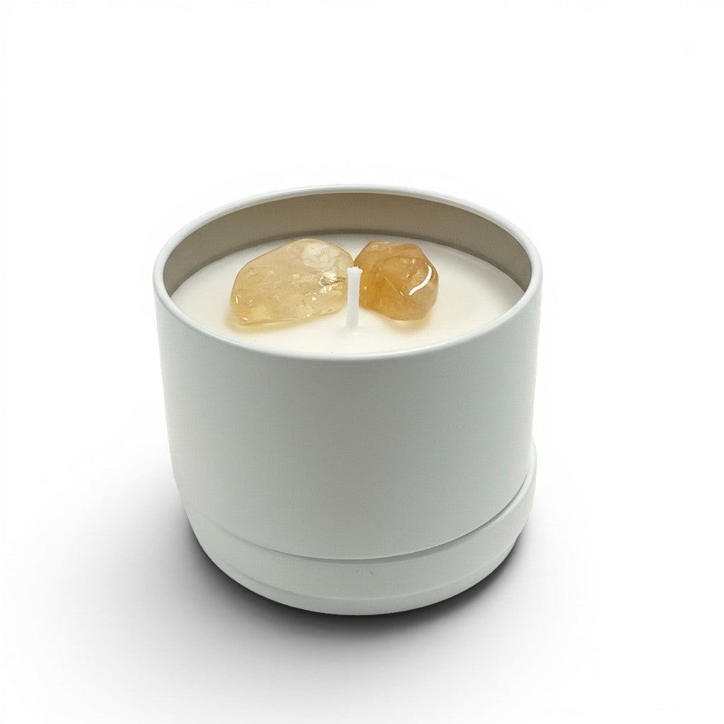 PROSPERITY Intention Soy Candle Tin: Citrine / Cinnamon Vanilla