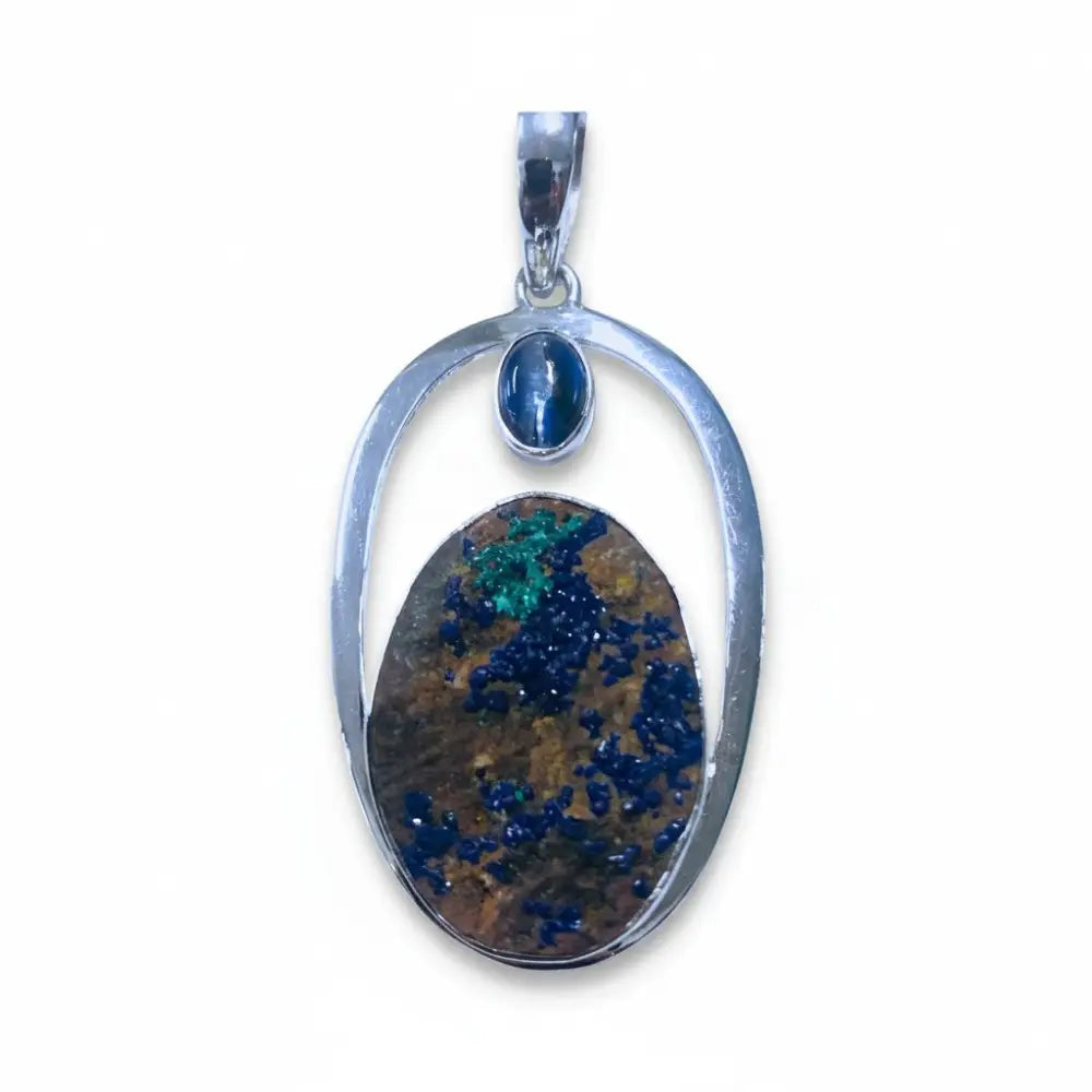 Azurite Malachite Rough Pendant in Silver PENDANT