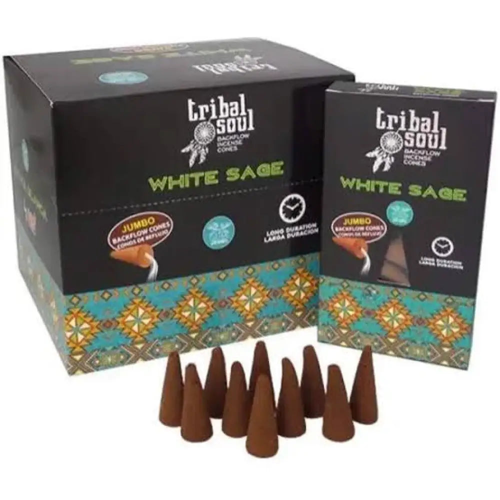BACKFLOW INCENSE TRIBAL SOUL CONES JUMBO WHITE SAGE incense cones