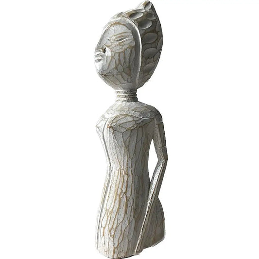 Boho Goddess Wood Carved White Sculptures & Statues