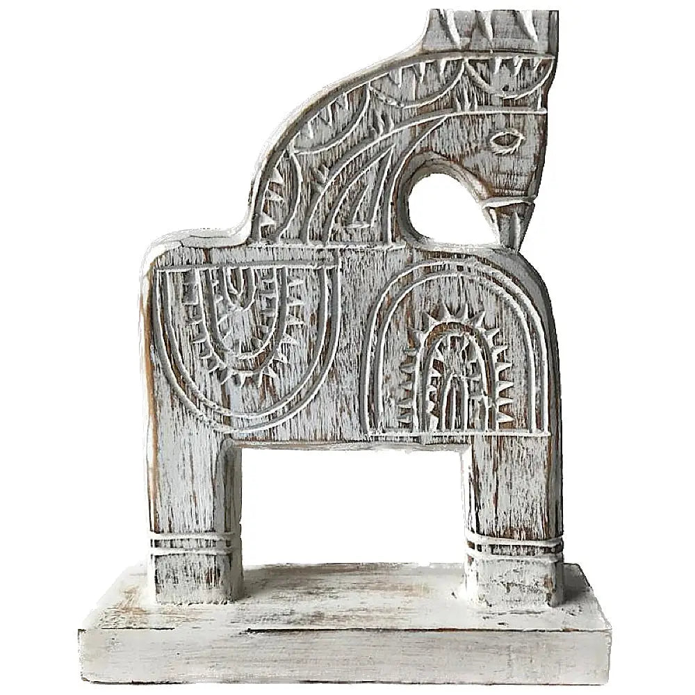 Boho Trojan Horse Wood on Stand Home Decor