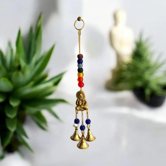 Brass Wind Chime BUDDHA 7 CHAKRA with Glass Beads buddha bells