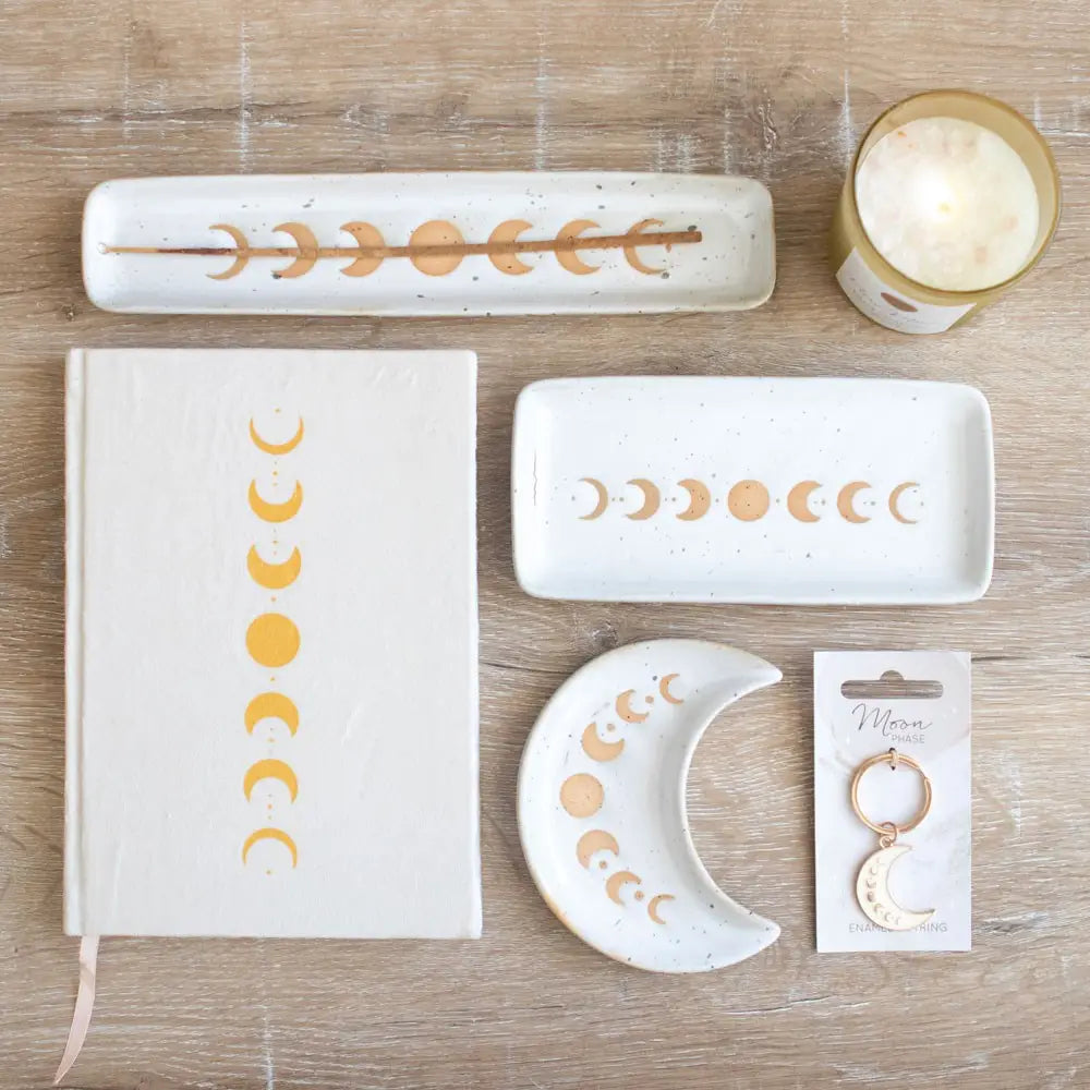 Moon Phase Crescent Ceramic Trinket Tray 12cm