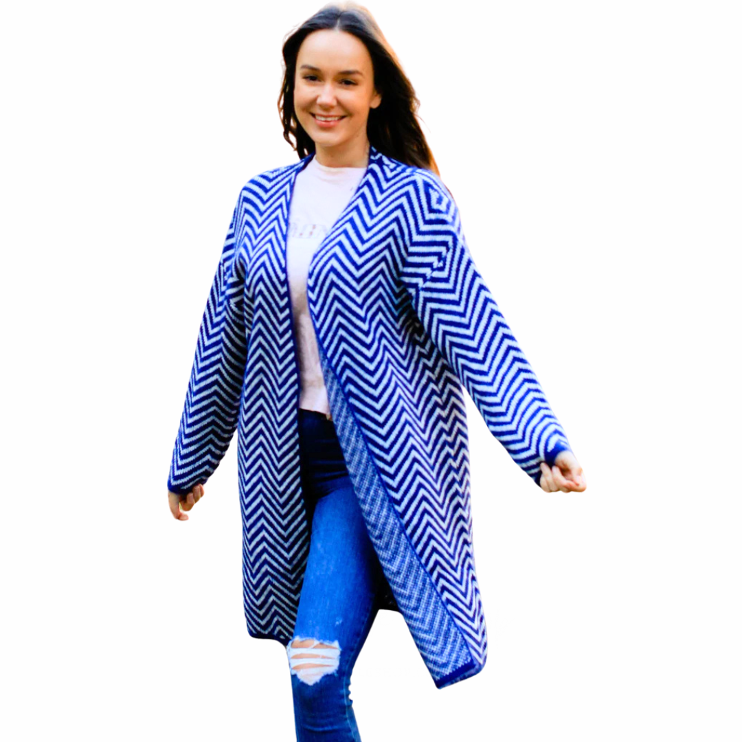 Boho Knitwear Cardigan - Lapis White