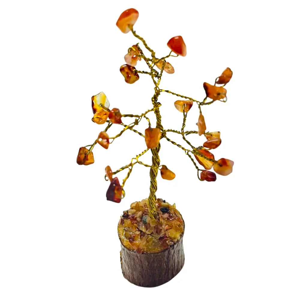 Carnelian Crystal Medium Tree Wood Base Crystal Tree
