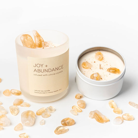 Citrine Candle - JOY AND ABUNDANCE - Thai Lime and Mango: Glass (comes in a box)