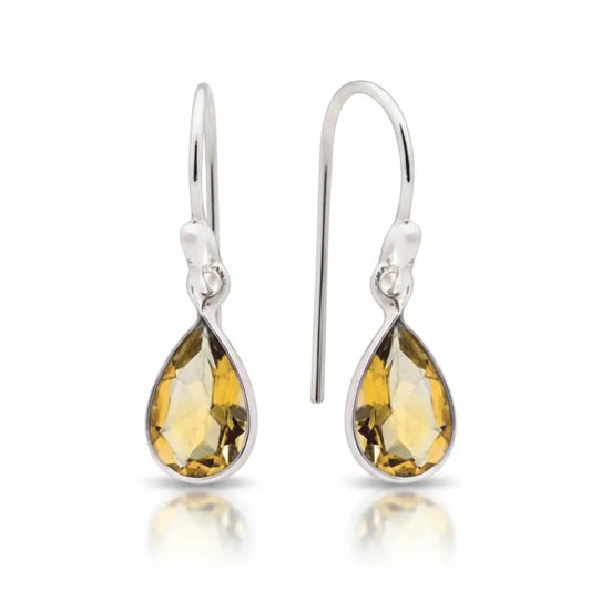 Citrine Faceted Earring in Silver Earrings