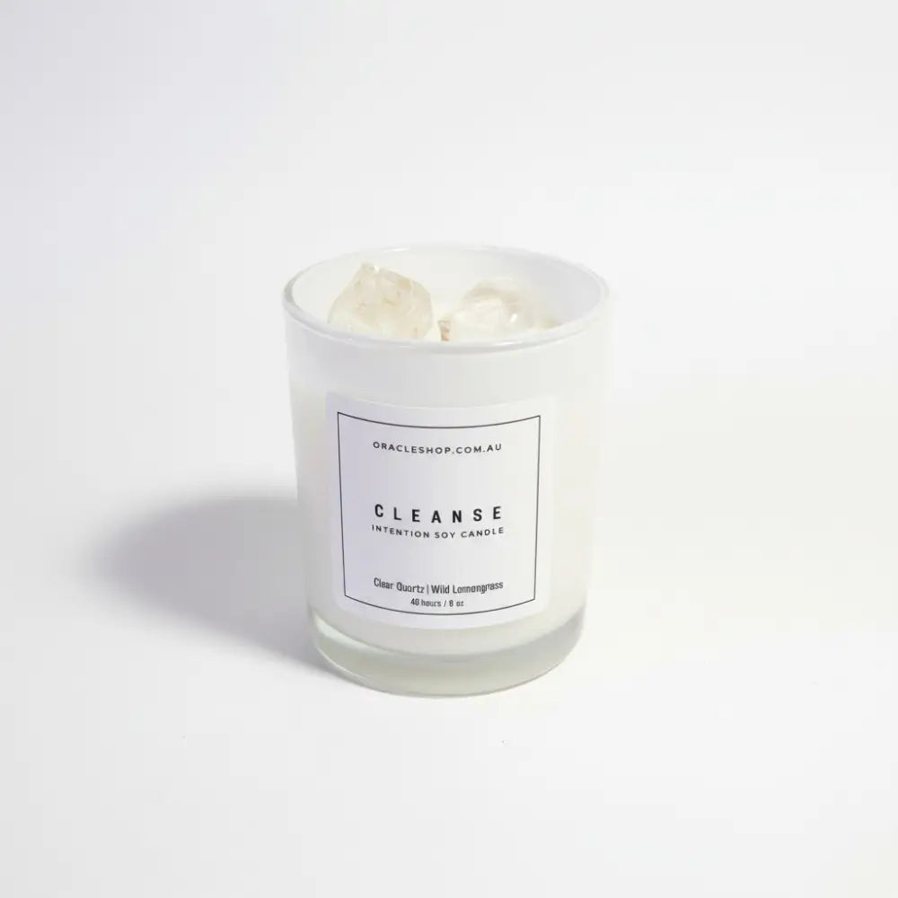 CLEANSE Intention Soy Candle - Clear Quartz / Wild Lemongrass crystal candle