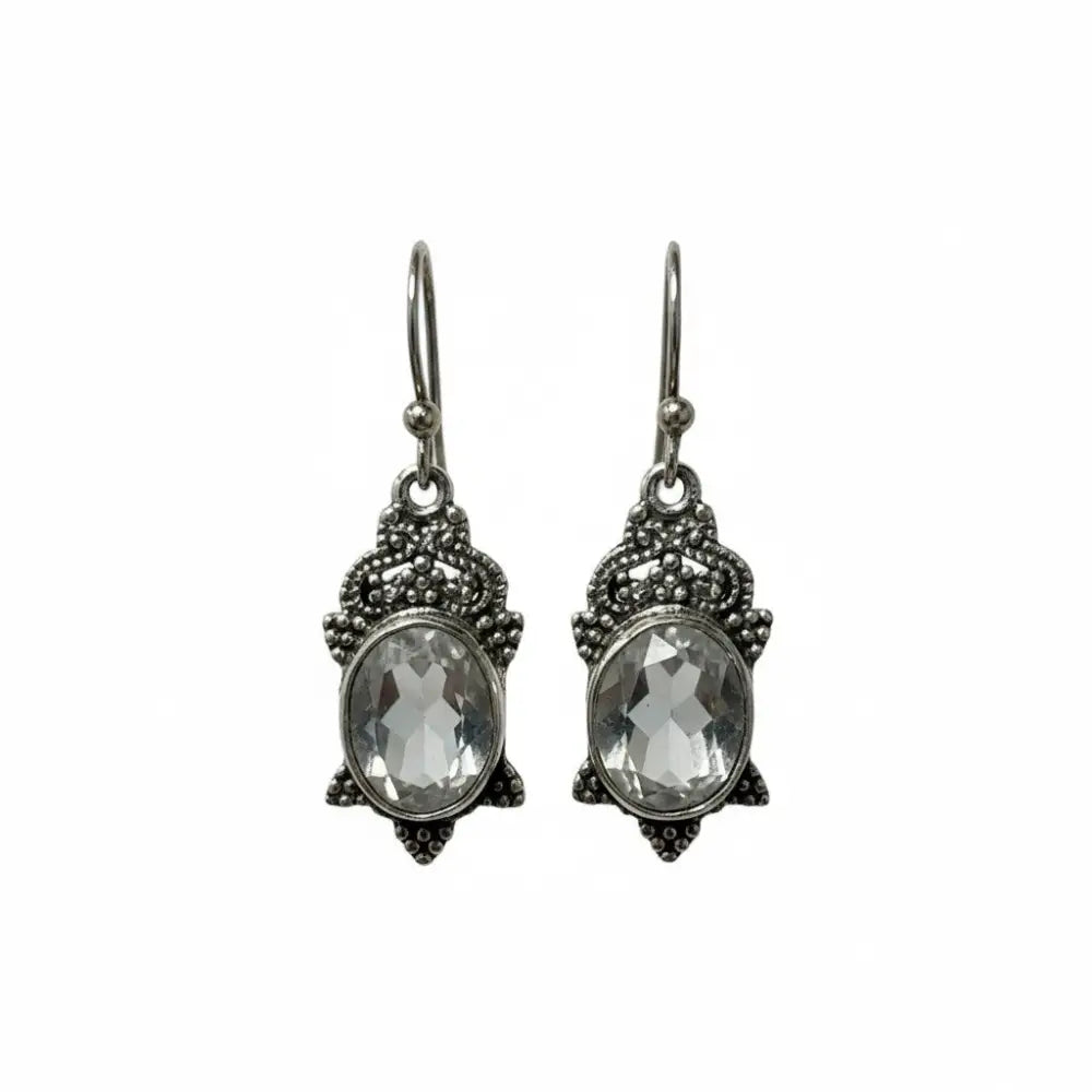 Clear Quartz Persian Goddess Silver Earrings Earrings