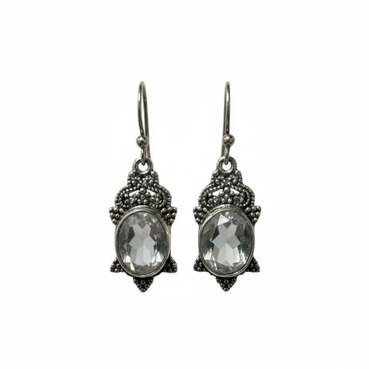 Clear Quartz Persian Goddess Silver Earrings Earrings