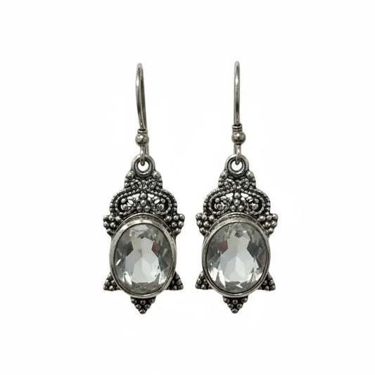 Clear Quartz Persian Goddess Silver Earrings Earrings