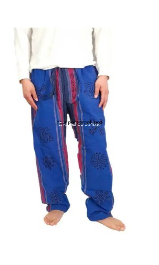 Cotton Block Tibetan Pants with Cargo Pockets Pants