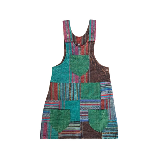 Patchwork Stonewash Pinafore Dress