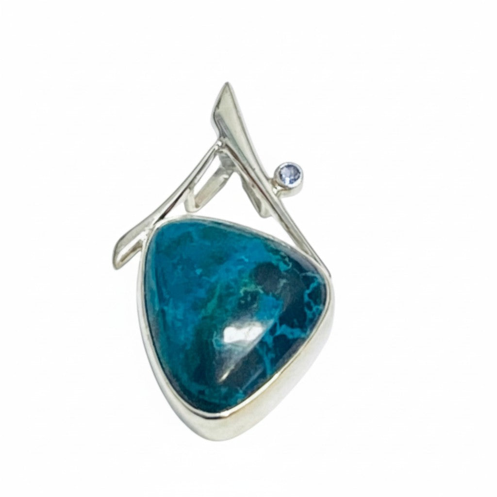 Chrysocolla & Blue Topaz Pendant Silver