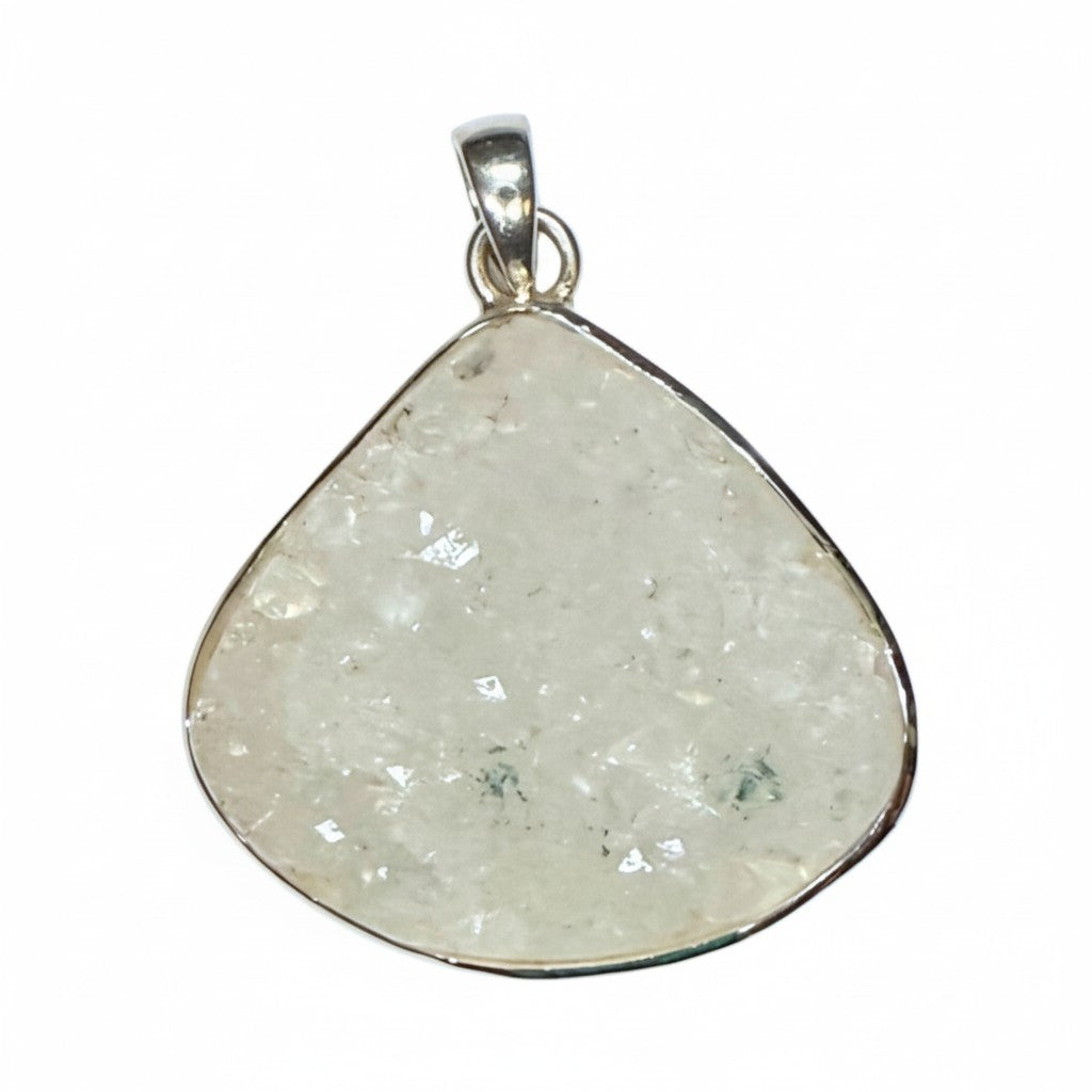 Apophyllite Cluster Teardrop Pendant in Silver