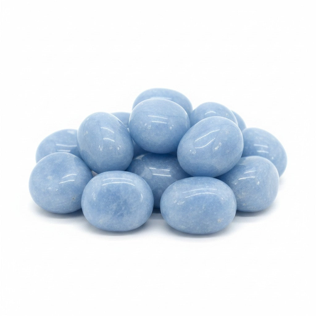 Angelite Round Crystal Tumble ~ Angel Connection & Peaceful Communication