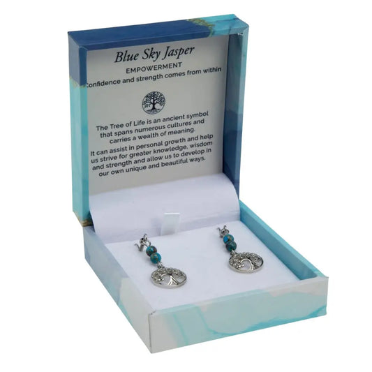Duo Earrings- Blue Sky Jasper Rhodium Earrings
