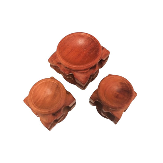 Wood Sphere Holder - Hand Carved
