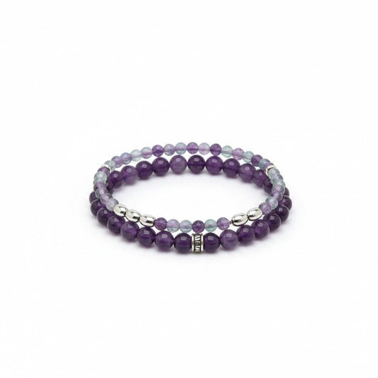 Amethyst & Rainbow Fluorite Bracelet